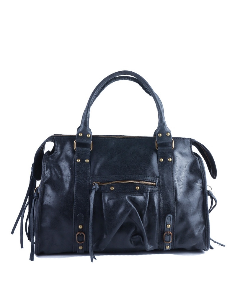 Lederen handtas | Groot | 552340 (Donkerblauw)