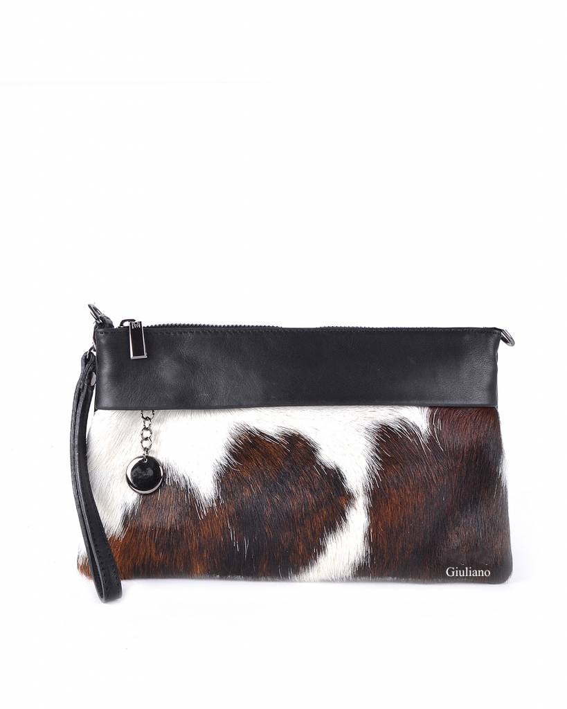 Lederen schoudertasje/clutch | Vacht | Print