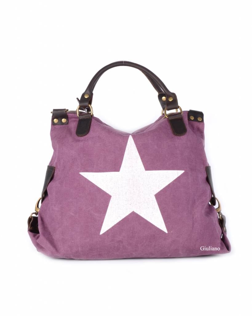 Canvas met lederen tas | Ster | 552503