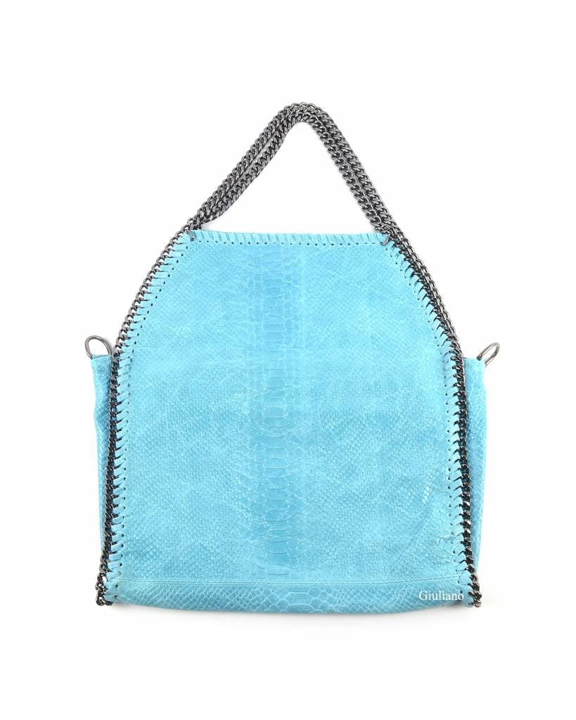 Lederen handtas | Ketting | Kroko