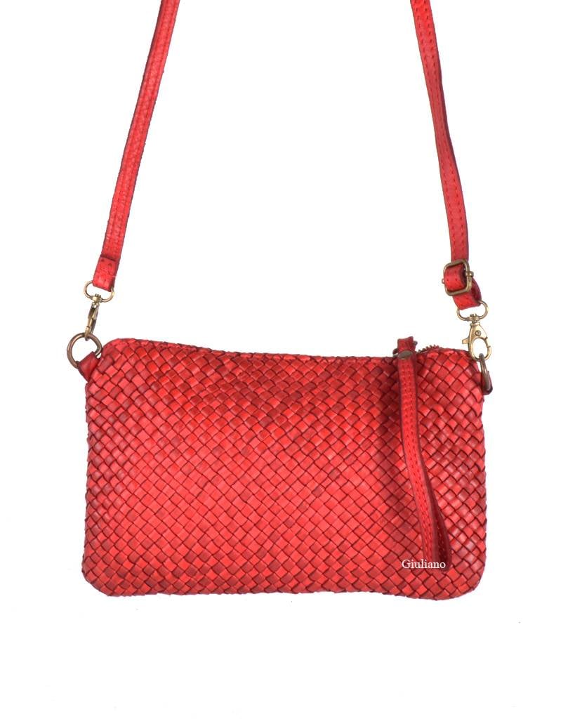 Lederen clutch | Gevlochten