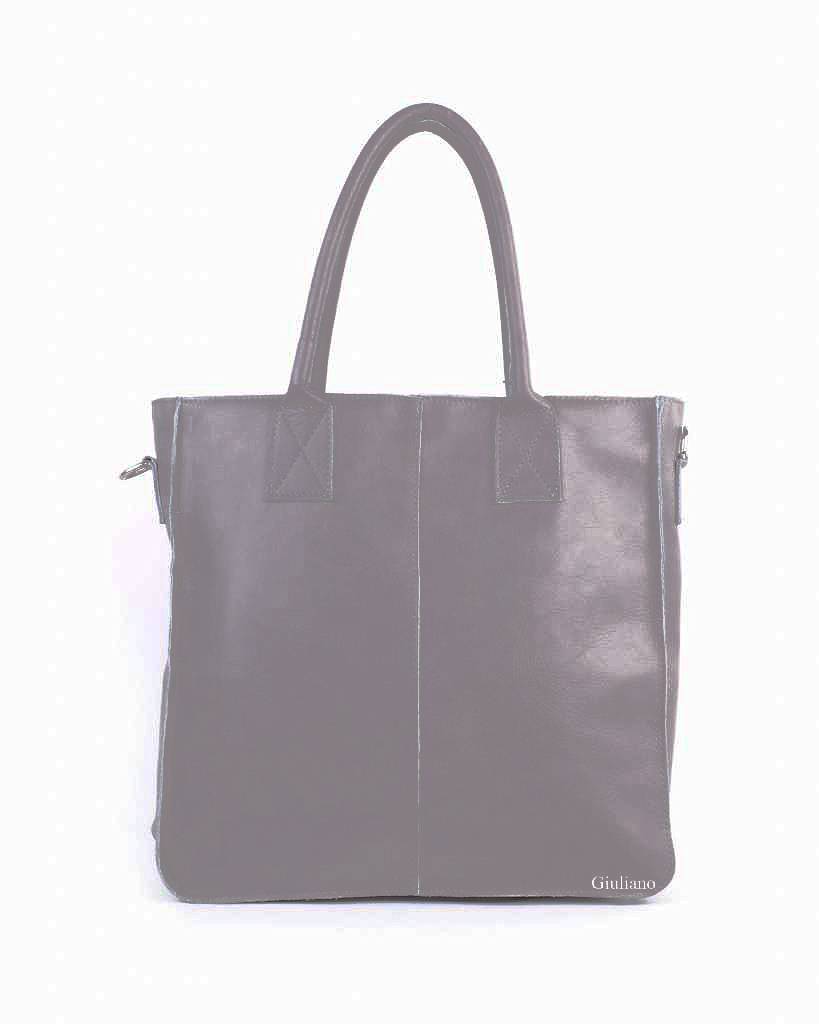 Lederen shopper   grijs