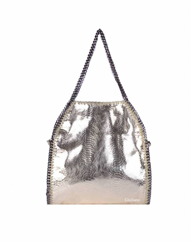 Kunstlederen handtas | Ketting | Metallic | Groot | 80049