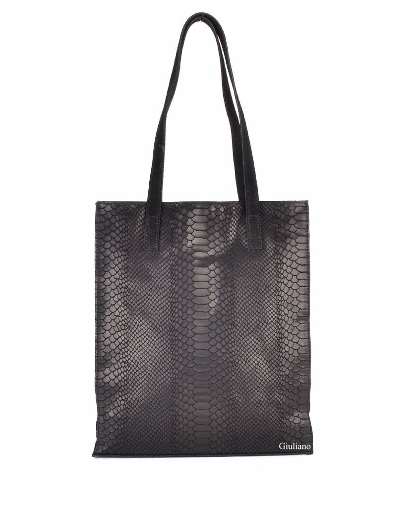 Suède met lederen shopper | Kroko | 552431