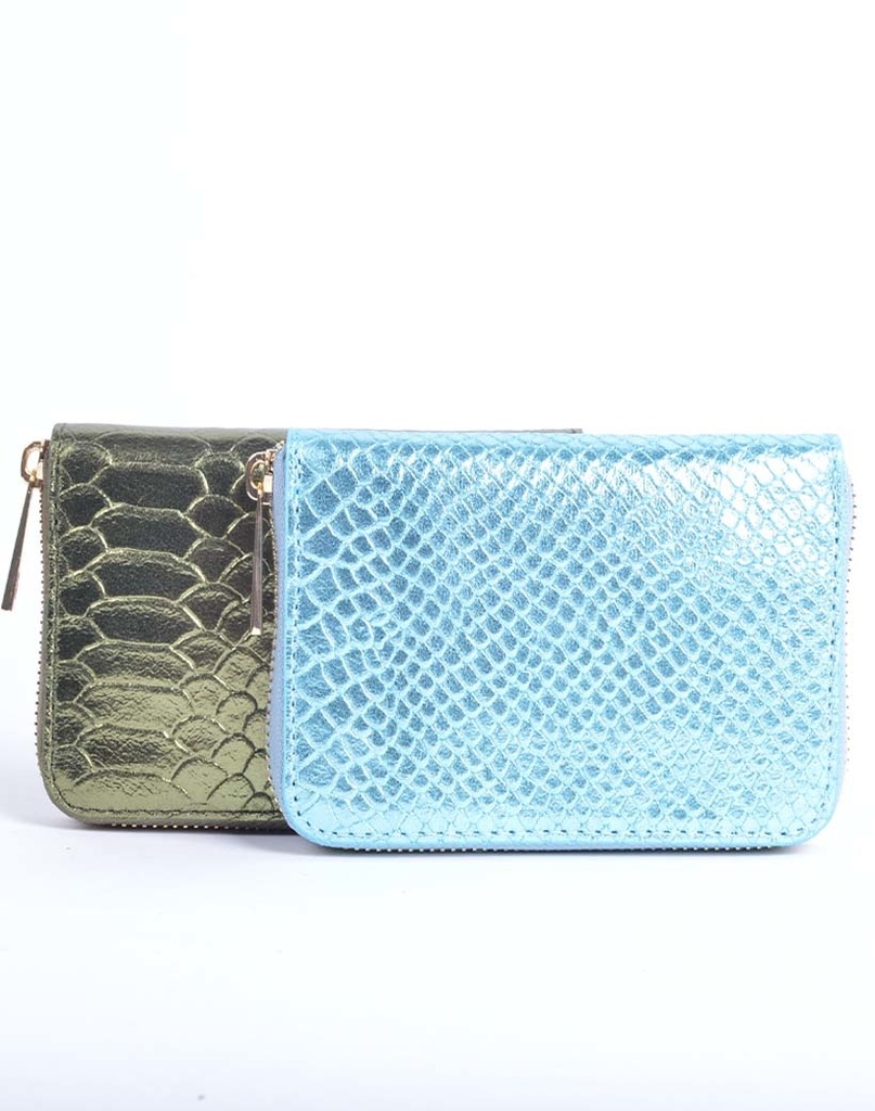 Lederen portemonnee snake metallic | 5590352 (Lichtblauw)