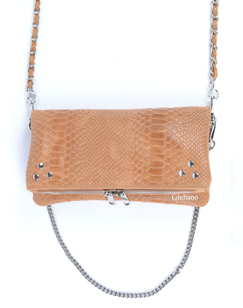Lederen schoudertas studs kroko | 552649 (Camel)