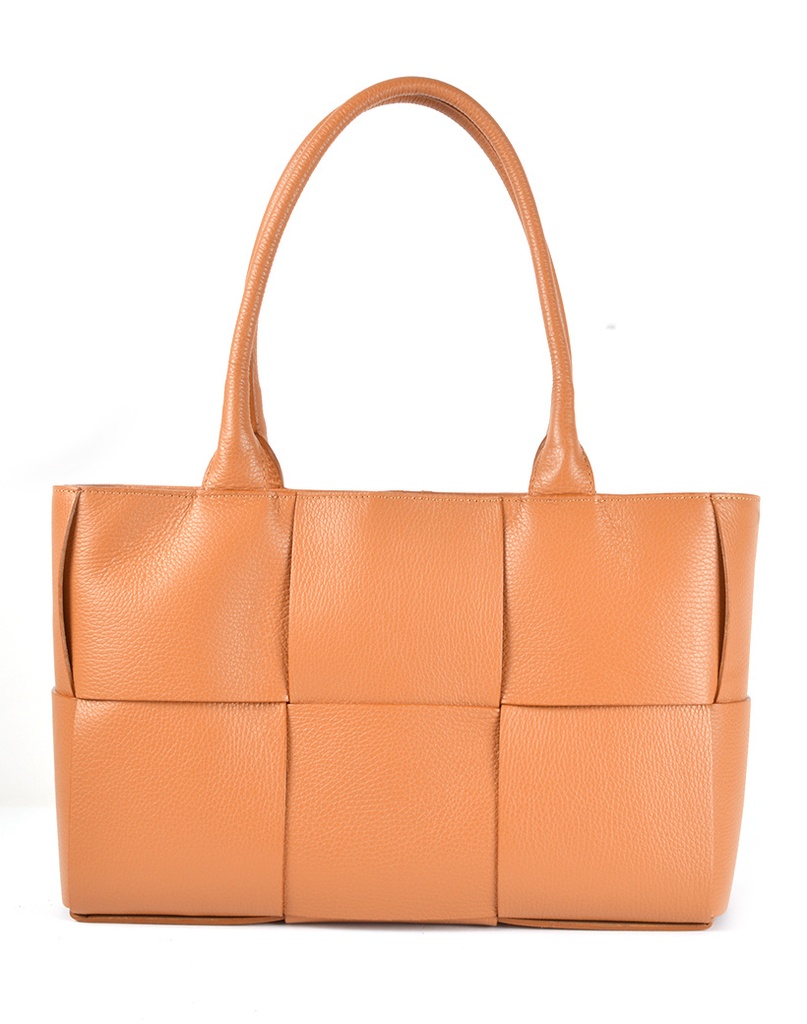 Lederen handtas | Gevlochten look | 900093