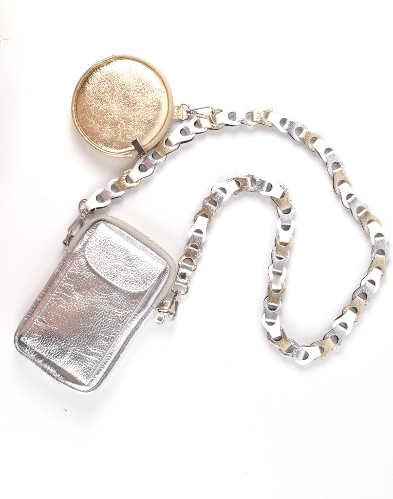 Schouderband gevlochten metallic Smal