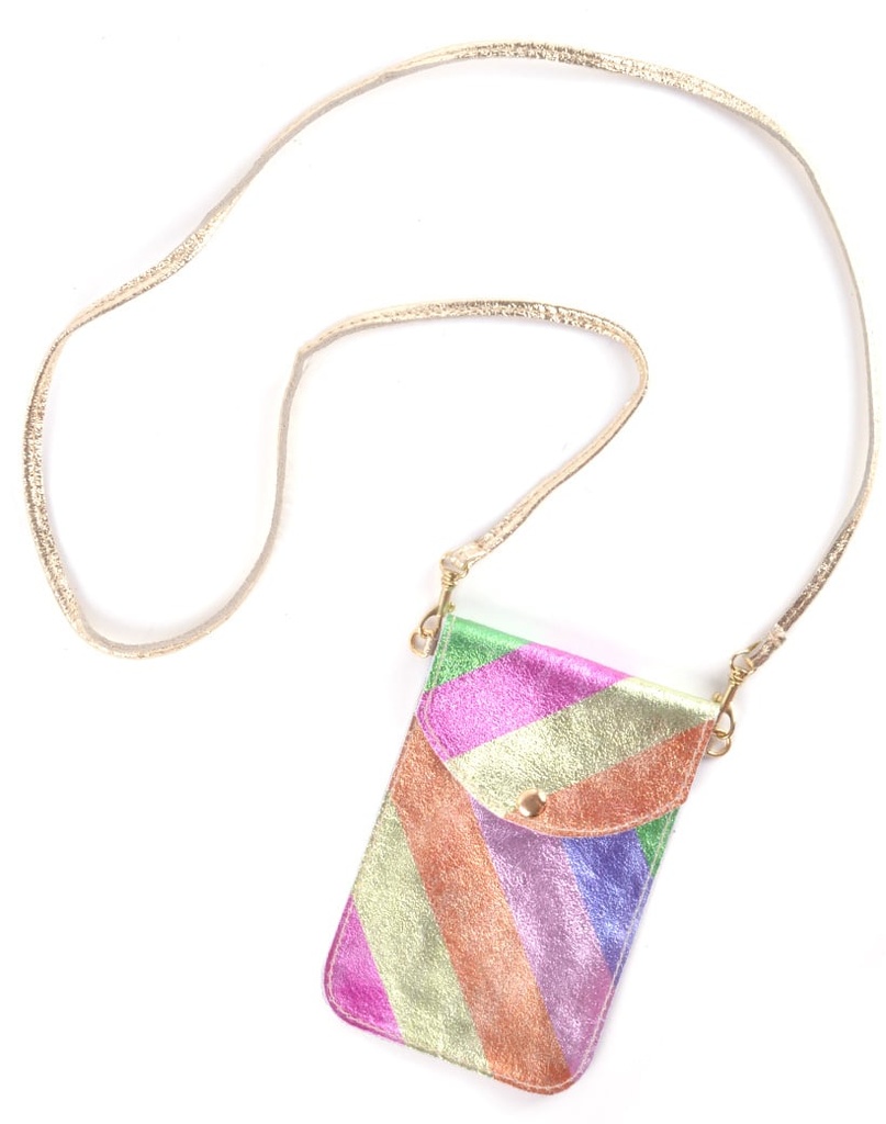 Lederen telefoontasje  - Rainbow Metallic