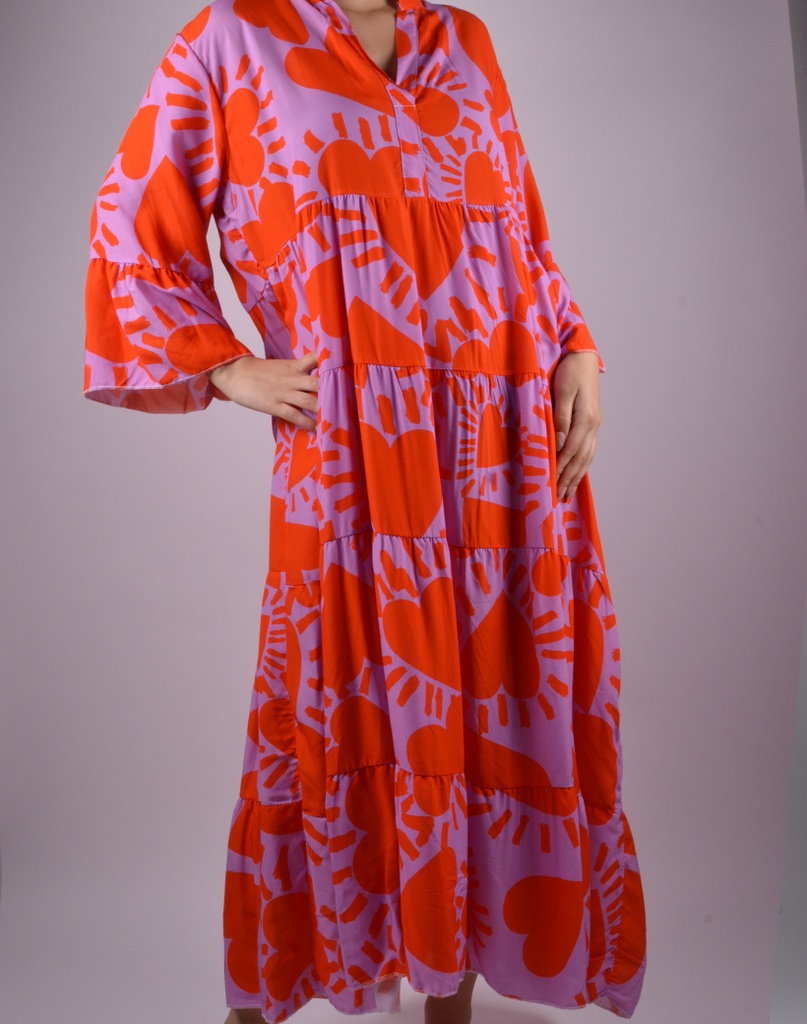 Jurk | 62059 (Paars/Oranje)
