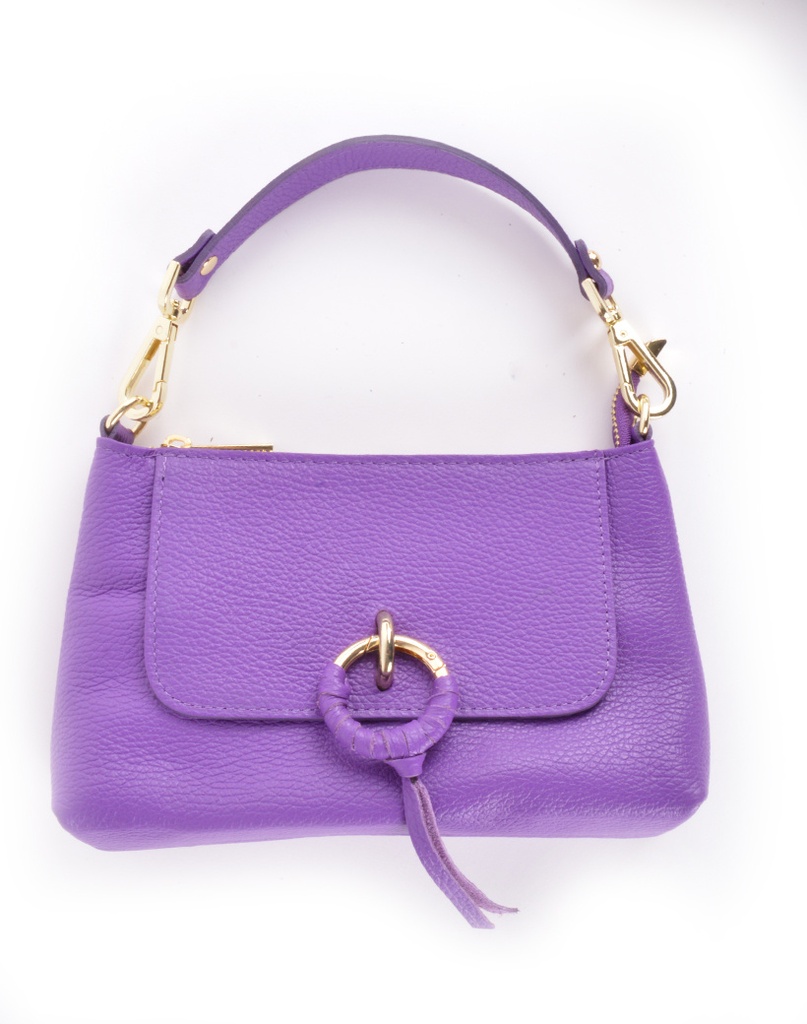 Lederen schoudertas met ring | 552838 (Paars)