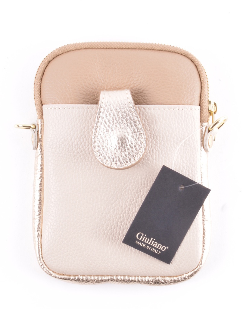 Lederen schoudertas | 5526402 (Beige-Taupe-Goud)