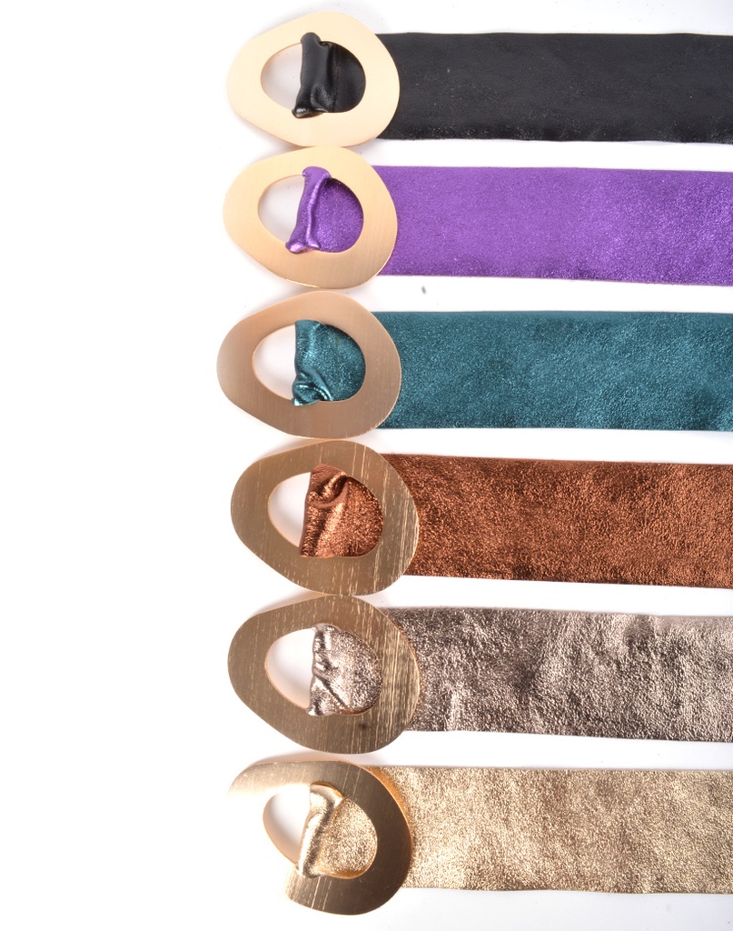 Leren riemen | METALLIC | 400086 (Zwart)