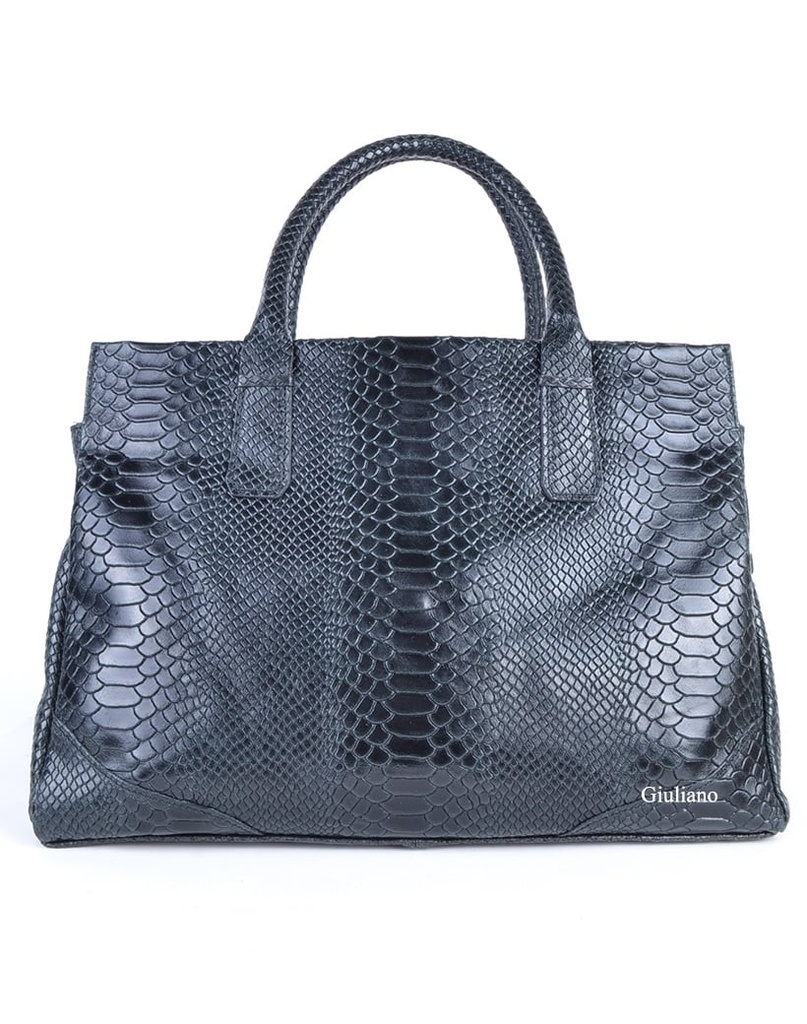 Lederen handtas | Kroko | 552883 (Zwart)