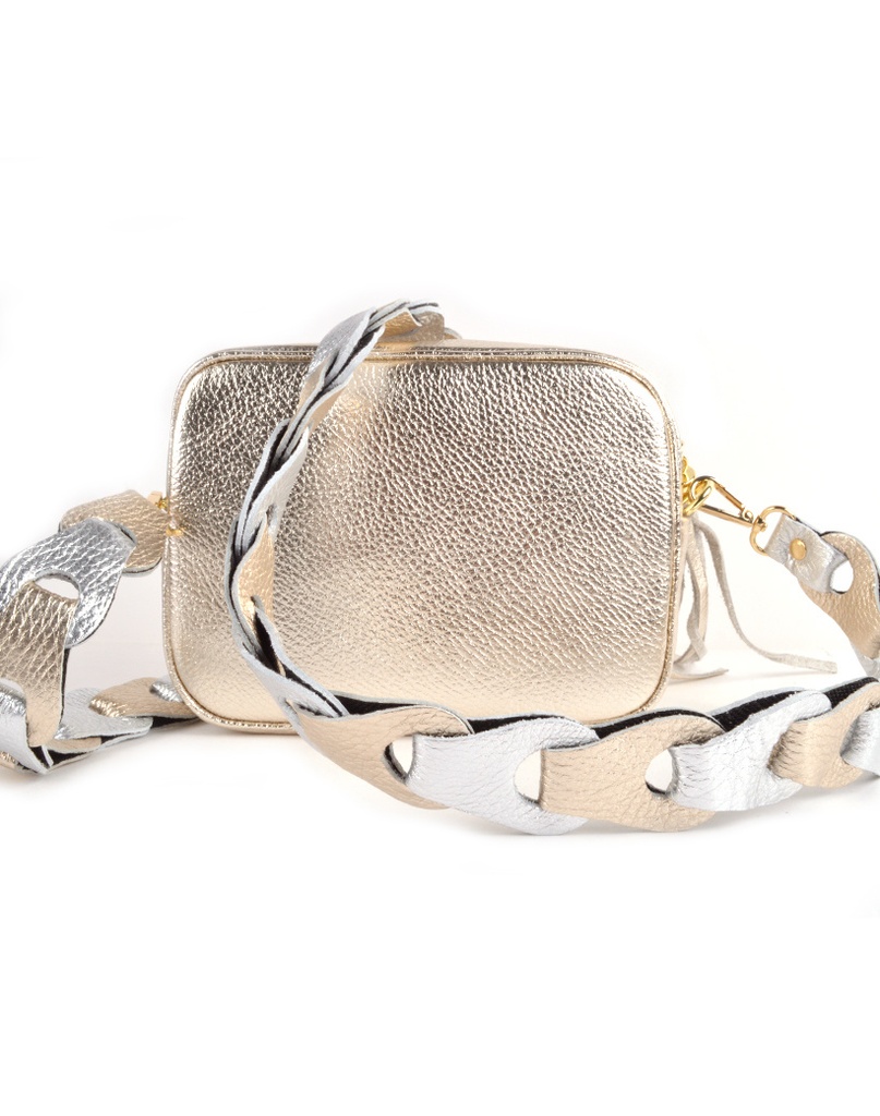 Schouderband gevlochten metallic Breed XL