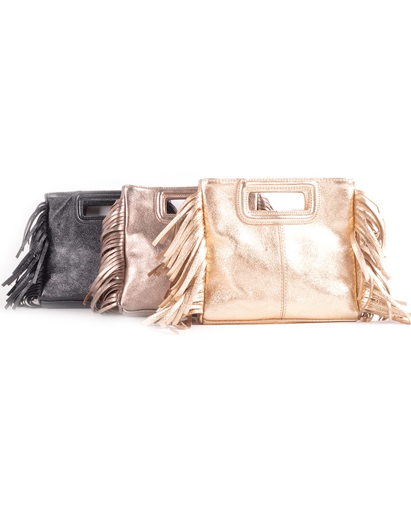 Lederen schoudertas | Franjes metallic | 5524230