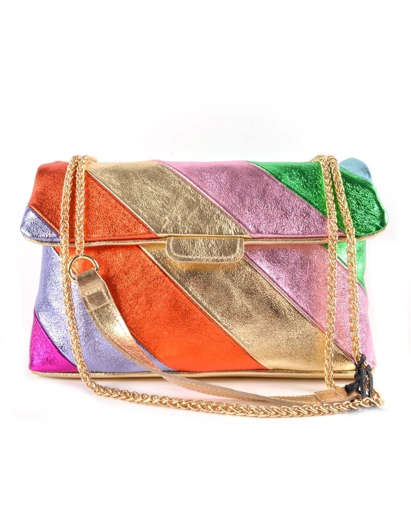 Lederen schoudertas | Rainbow metallic Multikleur | 552689
