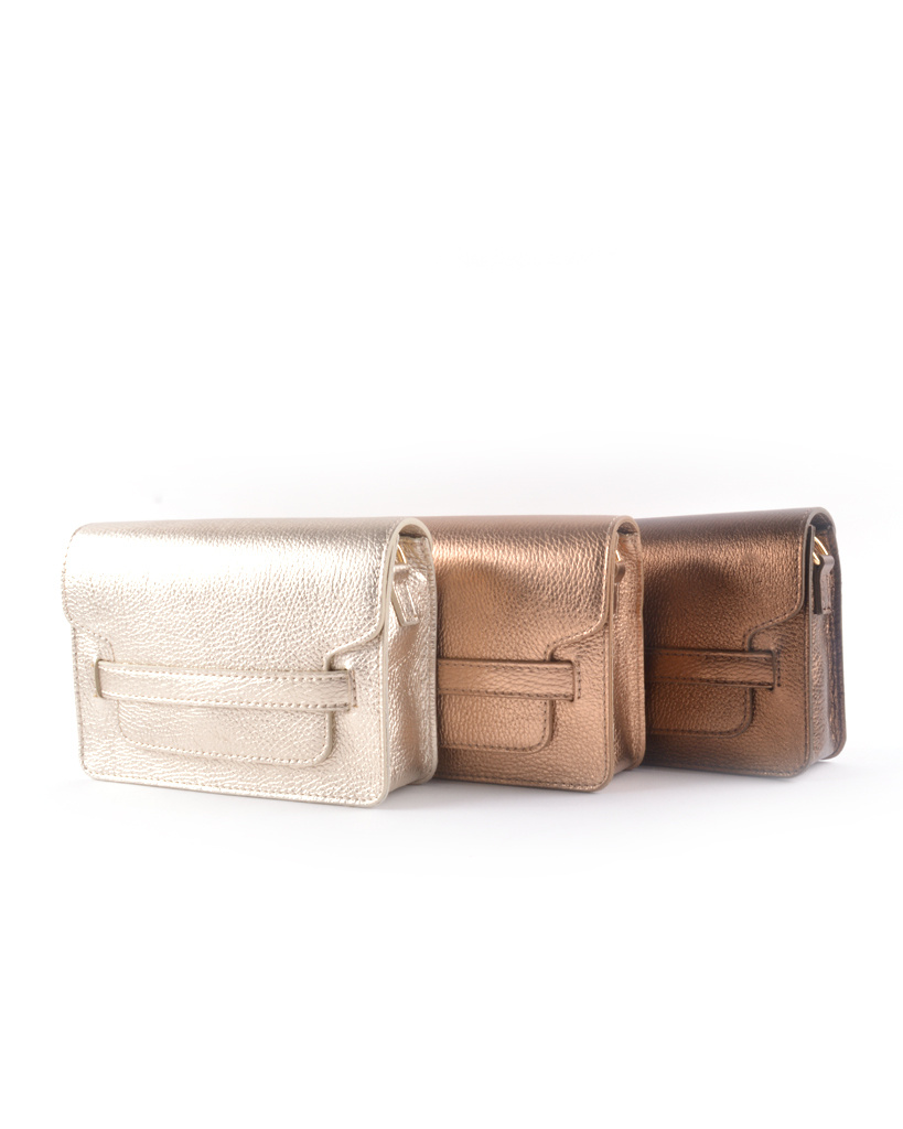 Lederen metallic schoudertas | 5528371