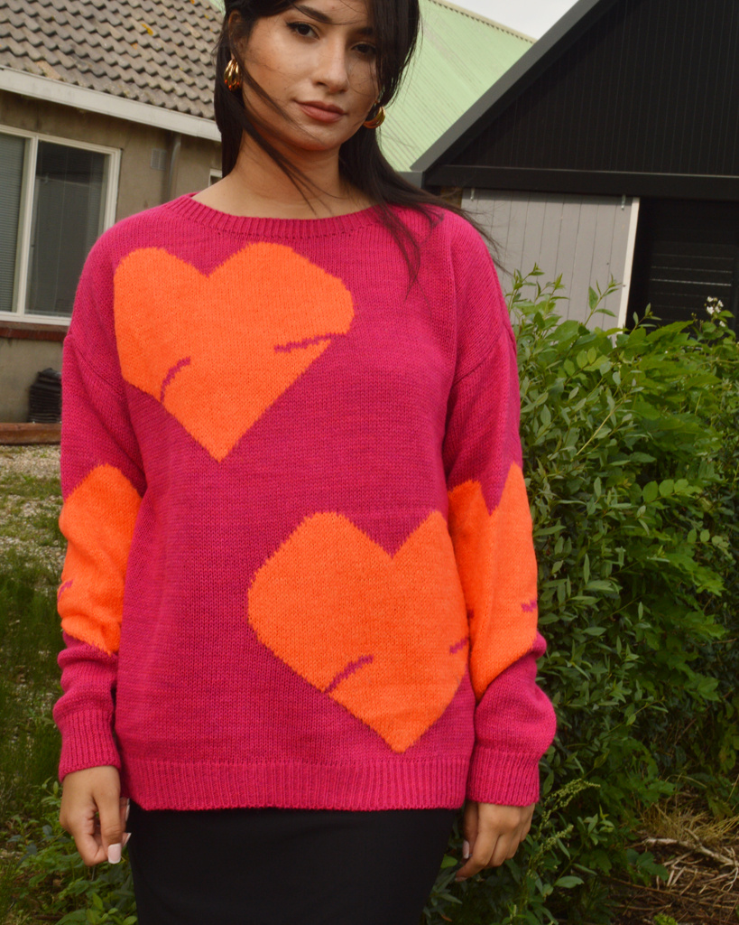 Trui - HART | 62260 (Fuchsia / Oranje)