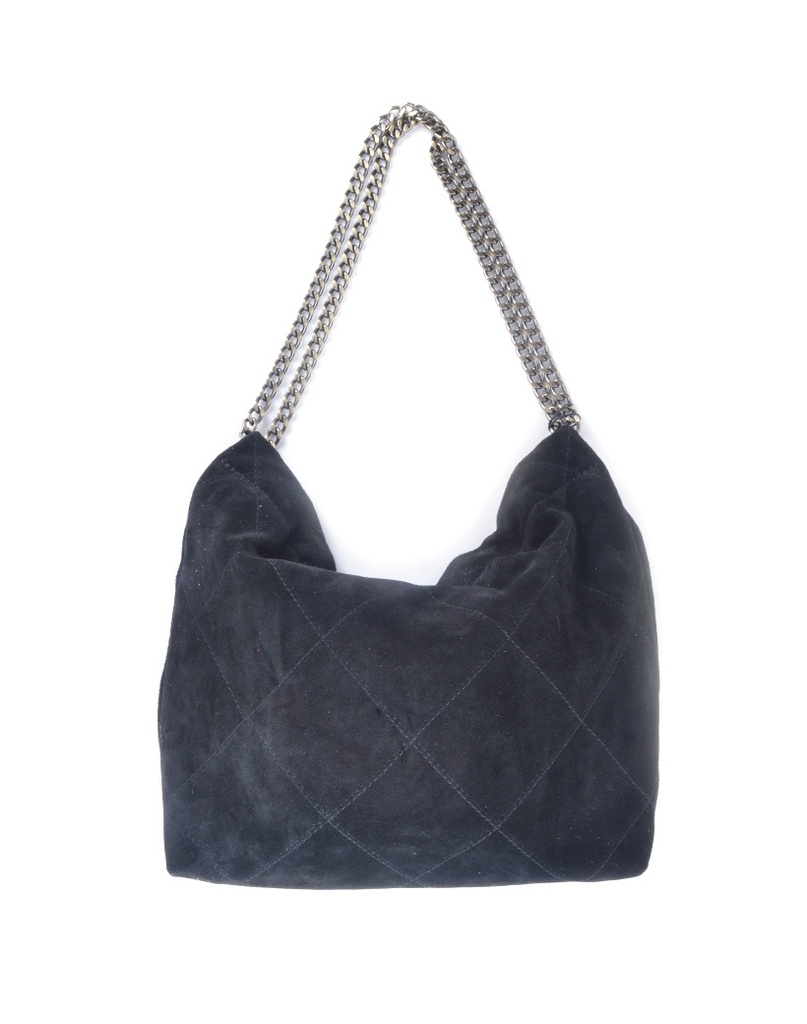 Lederen schoudertas suede | 552919 (Zwart)