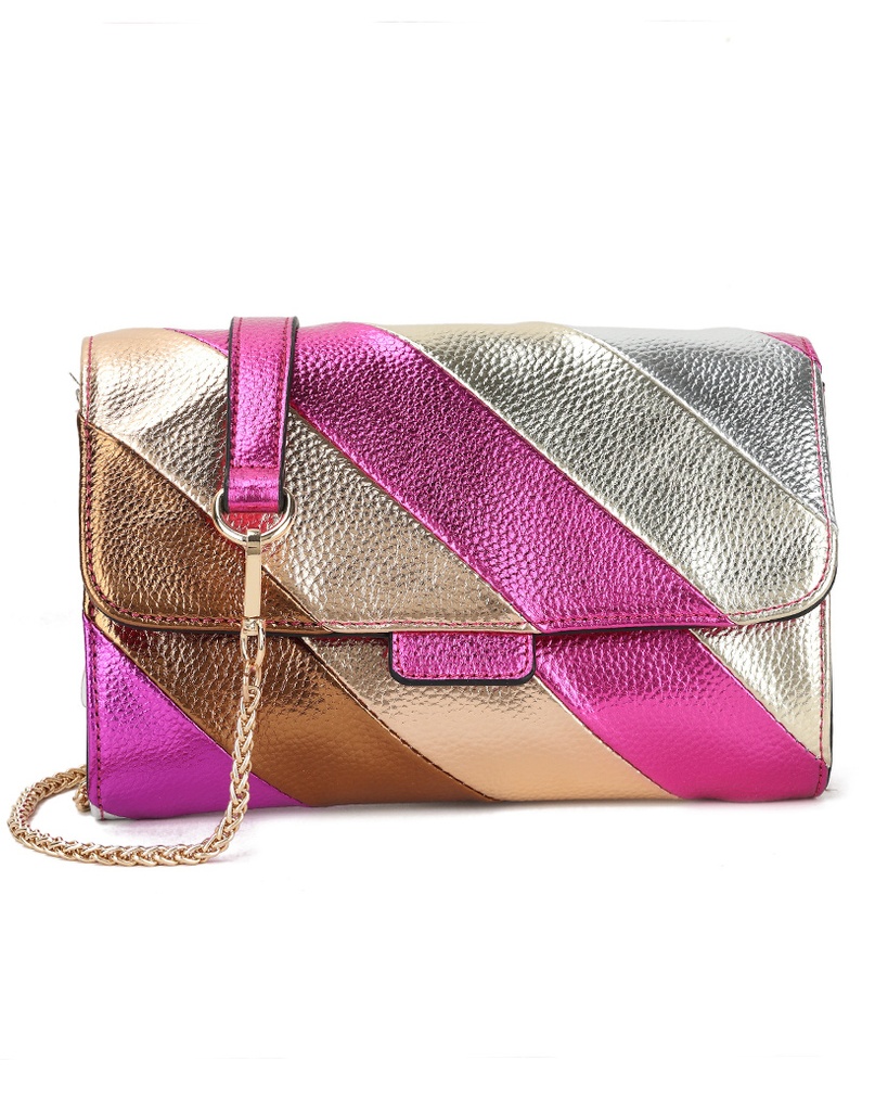 Kunstlederen rainbow clutch/schoudertas metallic | 70107