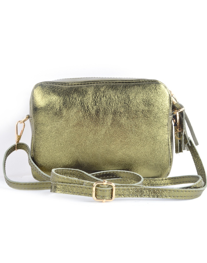 Lederen schoudertas metallic | 9001281