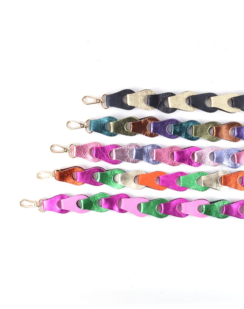 Schouderband gevlochten metallic Breed XL | 559090