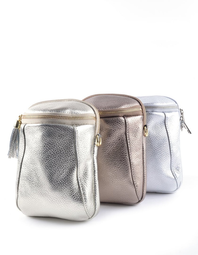 Lederen schoudertas  metallic