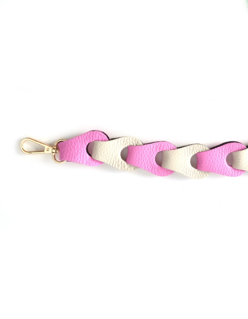 Schouderband gevlochten metallic Breed XL Kauwgom roze/Beige  | 559090