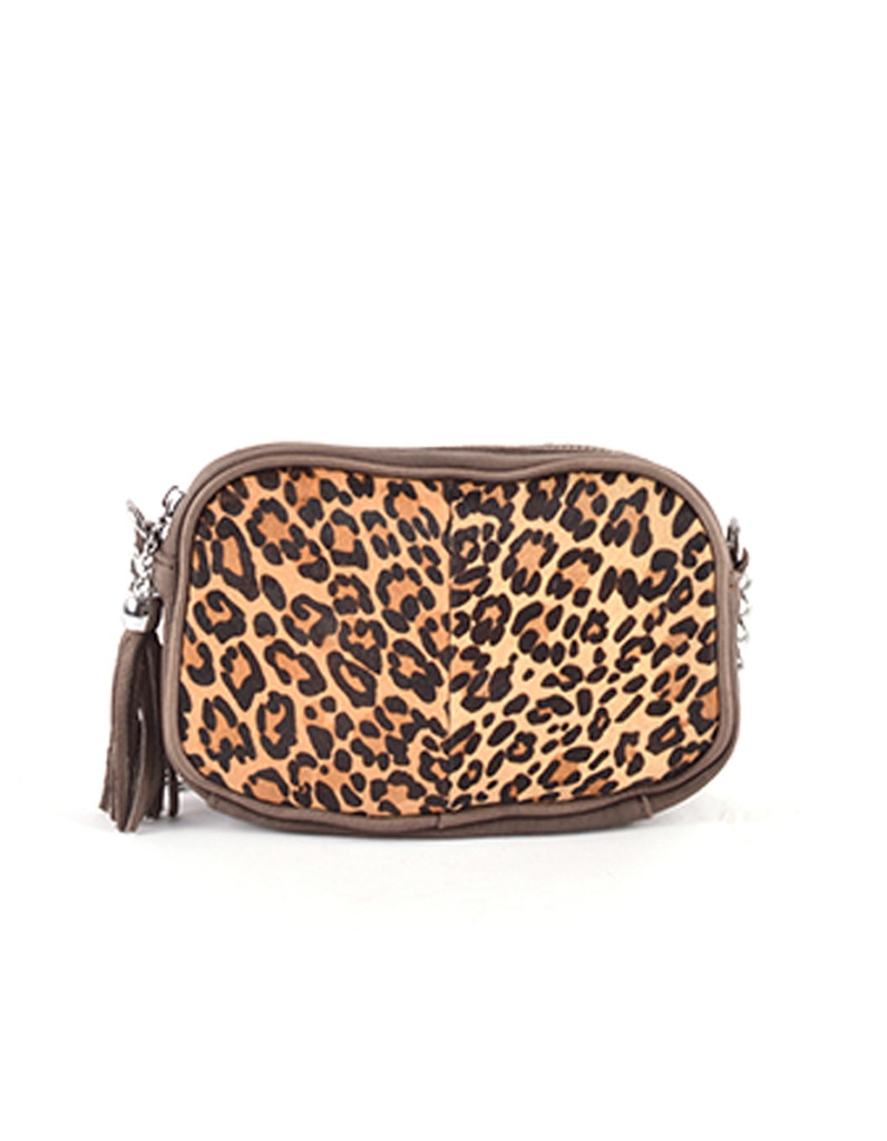 Lederen schoudertasje | Vacht | 552933 (Panter Beige)