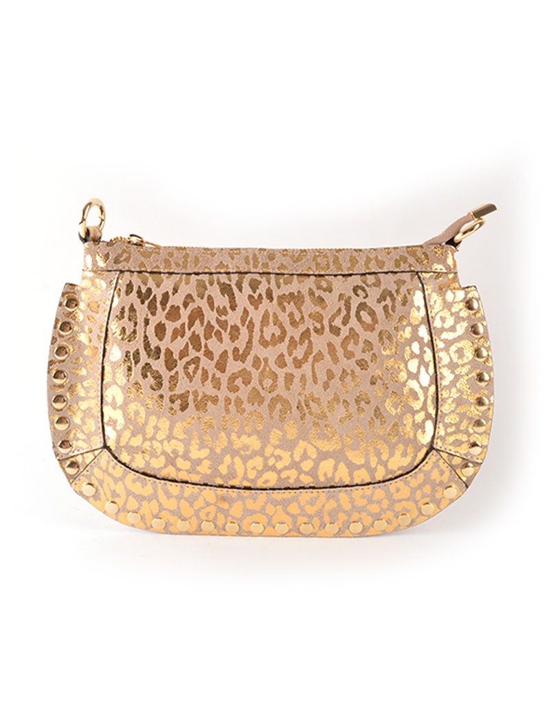 Nubuck panter schoudertas | Metallic | 552962 (Goud)