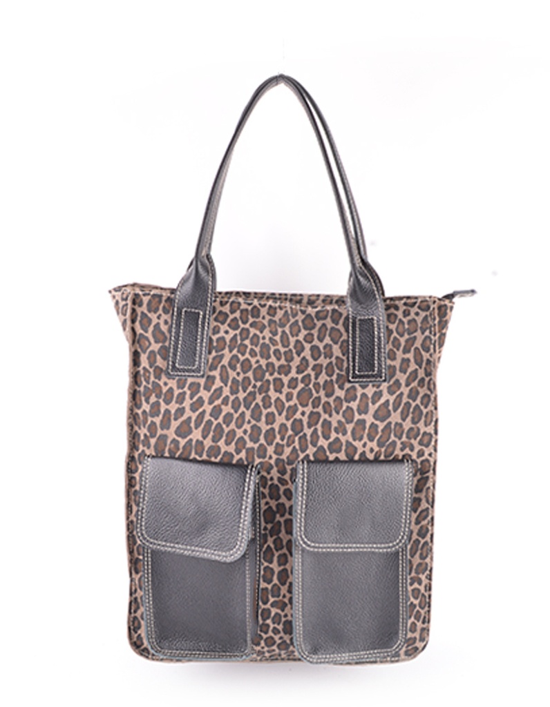 Lederen handtas | Panter | 552316 (Taupe klein)