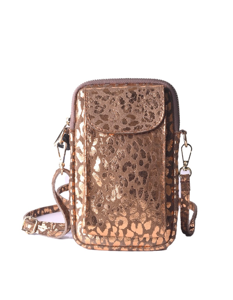 Nubuck telefoontasje | Metallic | 5527922 (Panter Brons)