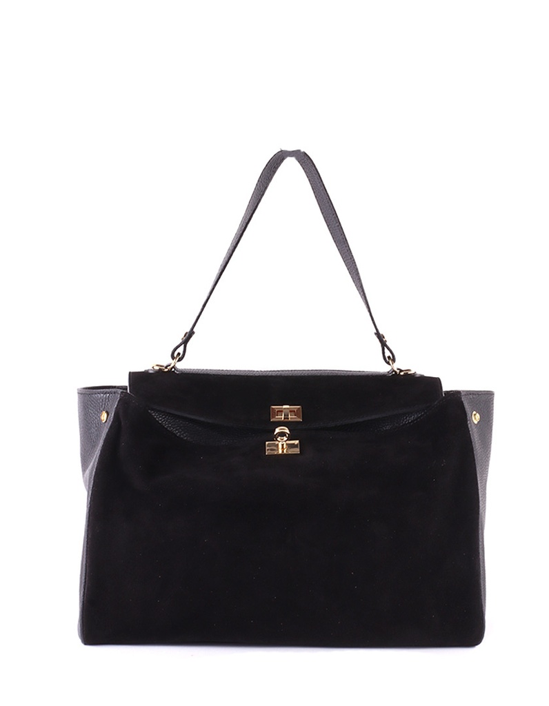 Lederen handtas | Suède | 552351 (Zwart)