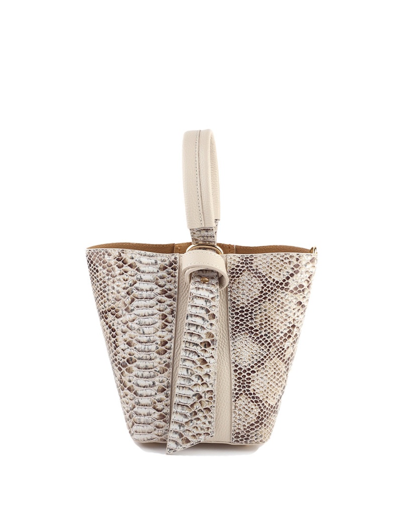 Lederen bucket tas met binnentas | Slang | 552402