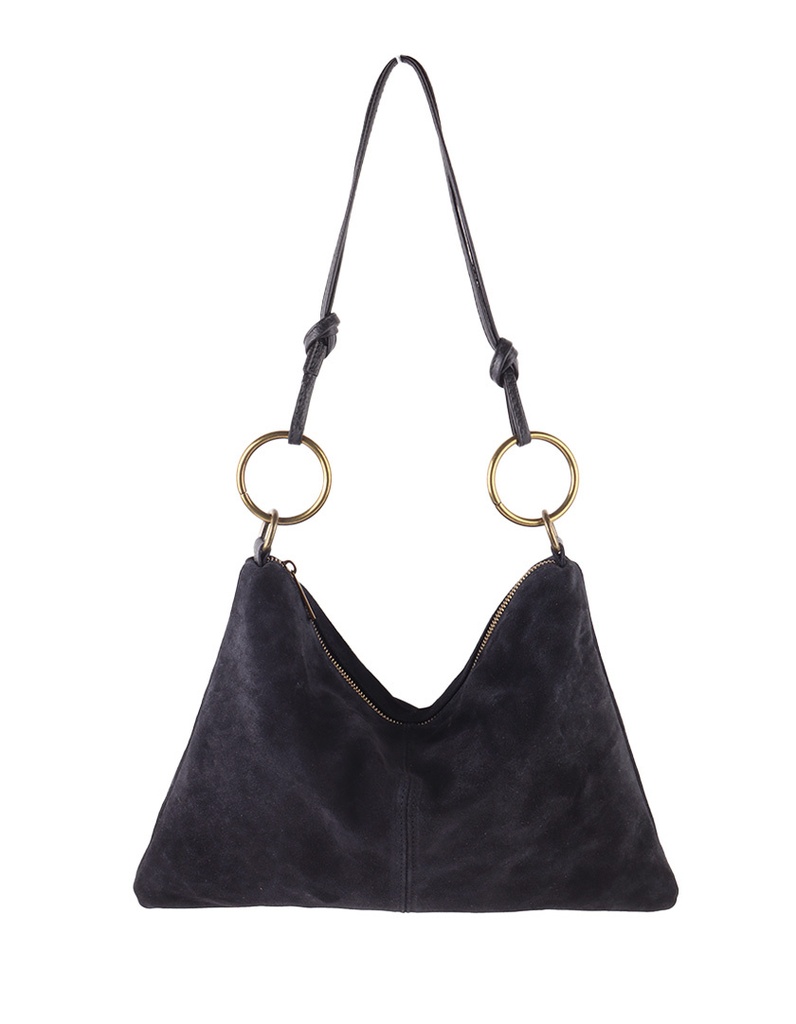 Suede schoudertas | 552406 (Zwart)
