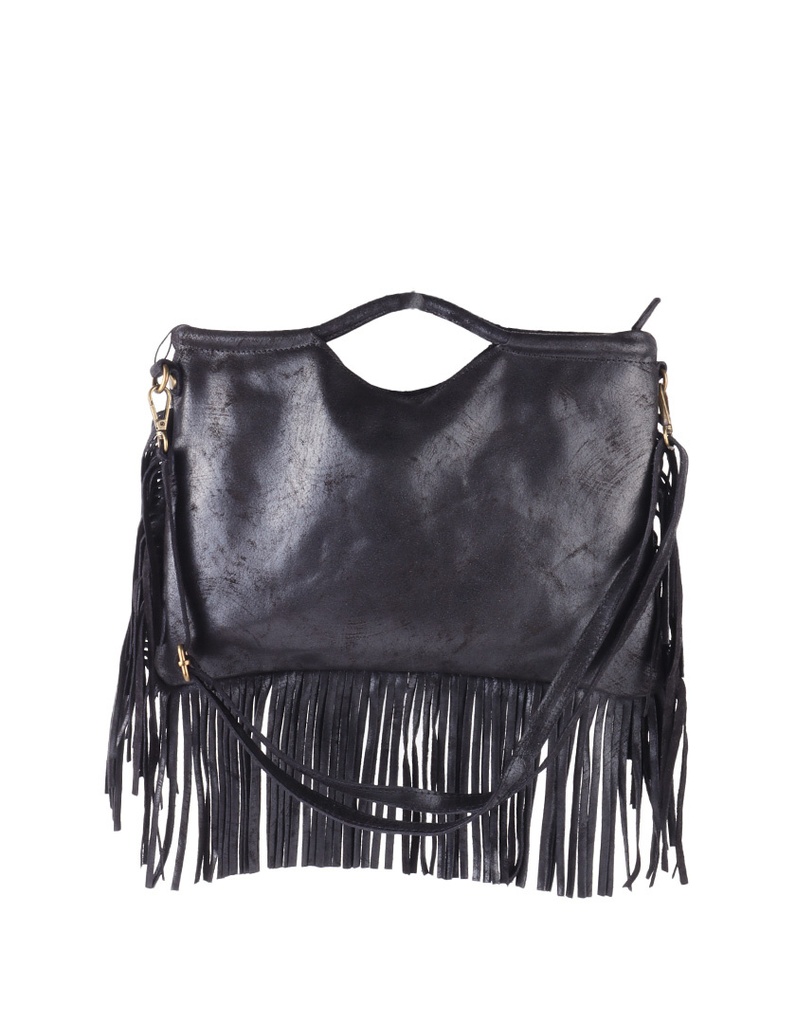 Lederen handtas | Suede | 552427 (Zwart)