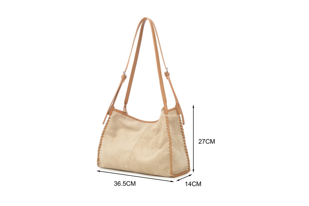 Kunstlederen suede schoudertas | 40091 (Zwart)