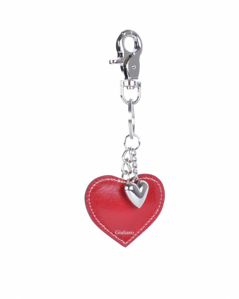 Lederen sleutelhanger | Hart | Glad leer