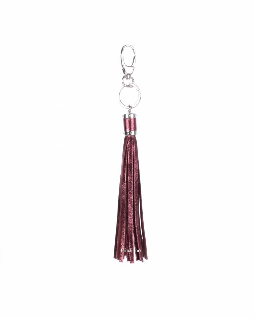 Lederen sleutelhanger | Metallic | Franje
