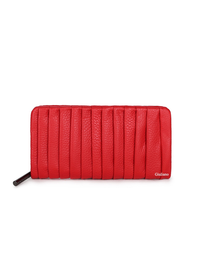 Lederen portemonnee | Plooien | 552552 (Rood)