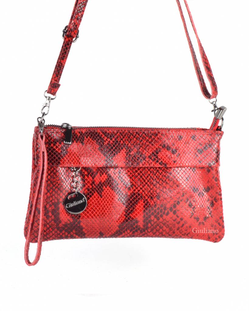 Lederen schoudertasje/clutch | Slang