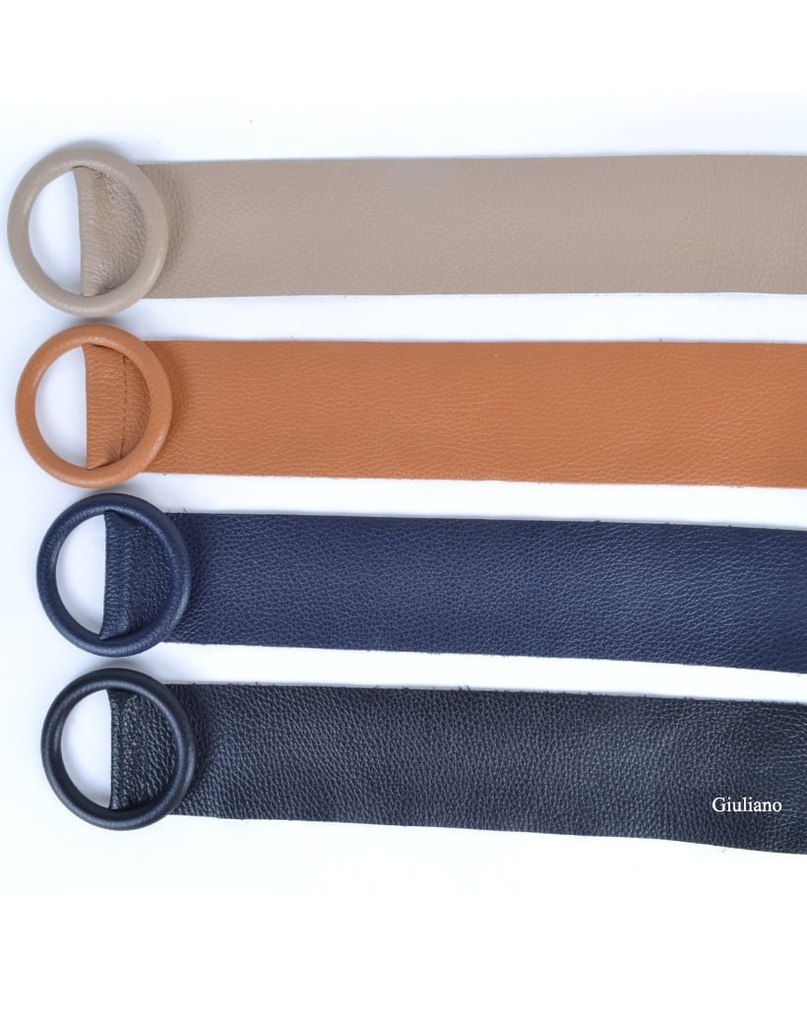 Lederen riem 800045 Rond (Zwart)