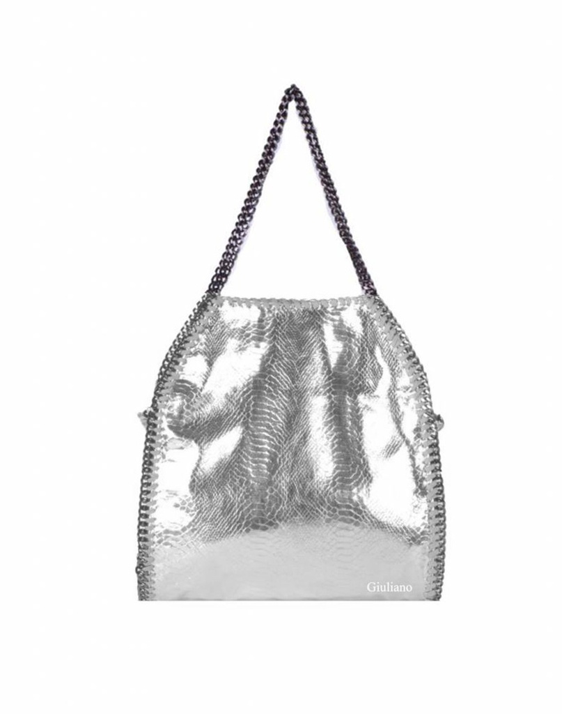Kunstlederen handtas | Ketting | Metallic | Groot | 80049