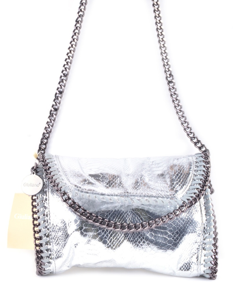 Kunstlederen schoudertasje | Ketting | Metallic | 80050