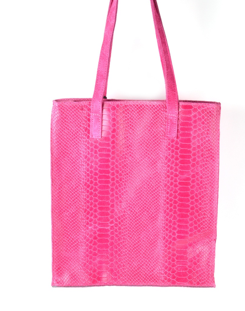 Suède met lederen shopper | Kroko | 552431