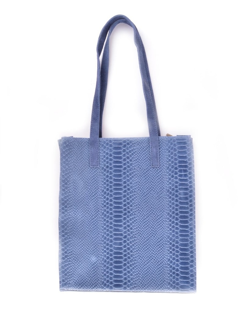 Suède met lederen shopper | Kroko | 552431