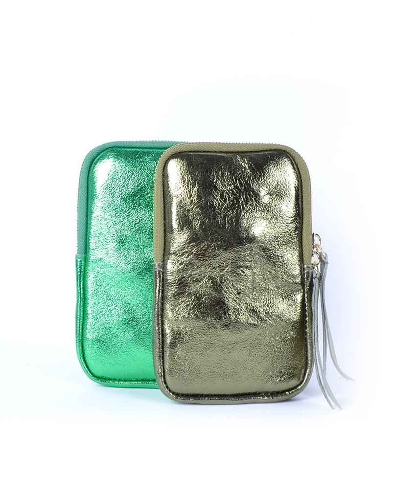 Lederen schoudertasje | Lang Metallic | 552688