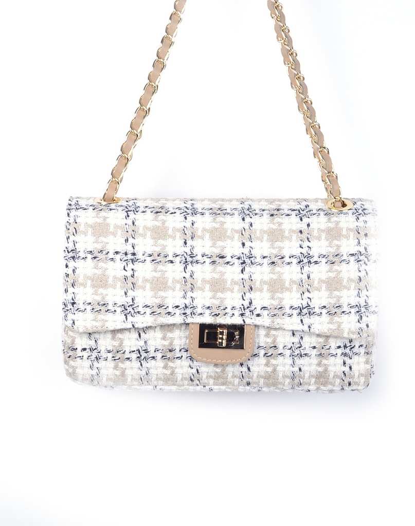 Lederen schoudertas stof | 5527461 (Beige)