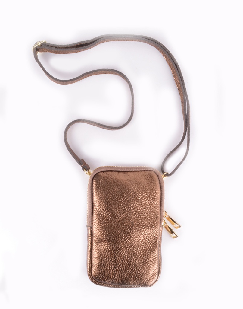 Lederen schoudertasje | Lang Metallic | 9000412